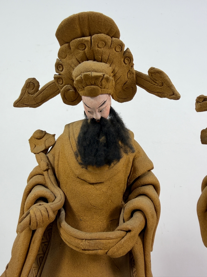 Just Added - Pair of Tay Guan Heng Traditional Joss Stick and Wood-Clay Figurines - Family-Owned Traditional Artisan Workshop Founded in Singapore 12.5'H [Photo 5]