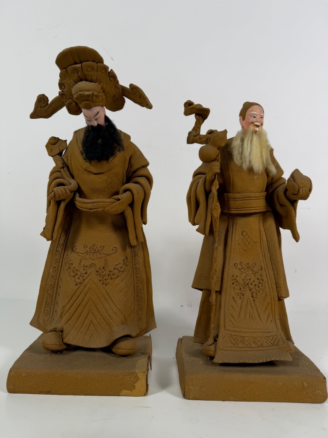 Just Added - Pair of Tay Guan Heng Traditional Joss Stick and Wood-Clay Figurines - Family-Owned Traditional Artisan Workshop Founded in Singapore 12.5'H [Photo 2]