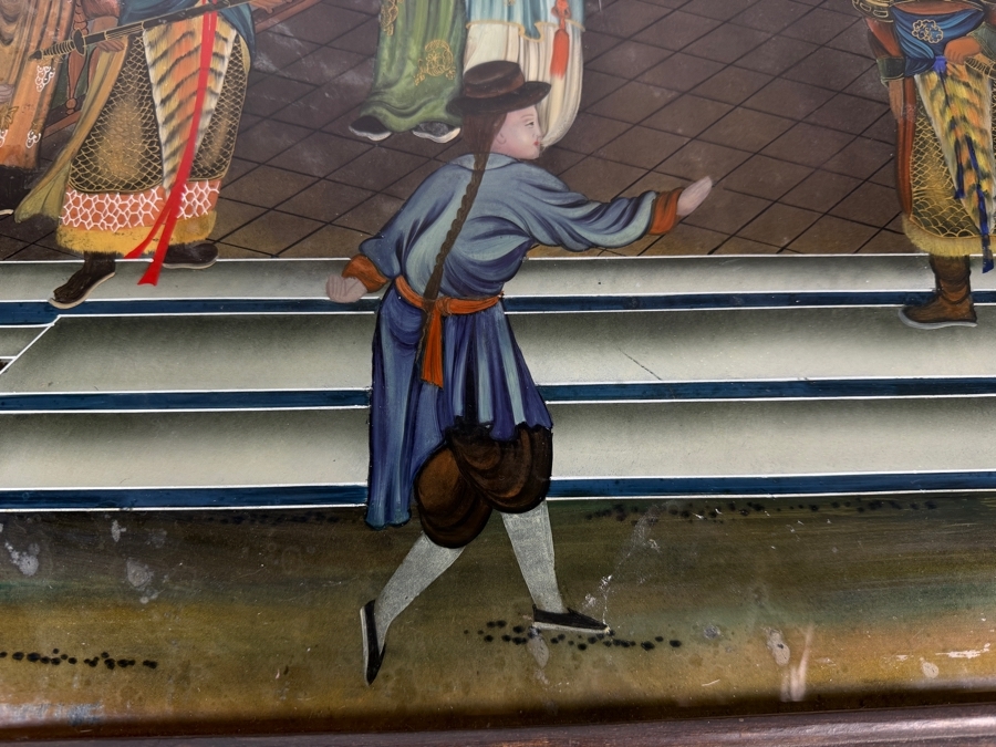 Just Added - Stunning Antique Chinese Reverse Glass Painting 32 X 20.5 Framed 34.5 X 23 [Photo 6]