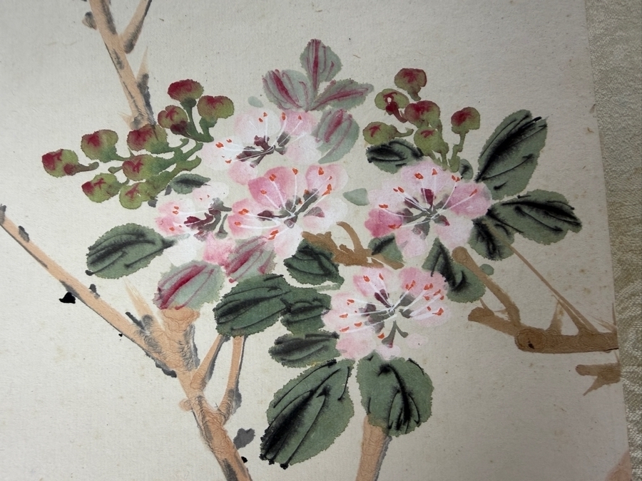 Just Added - Vintage Original Signed Chinese Republic Period Floral Watercolor Painting 13 X 11.5 [Photo 9]