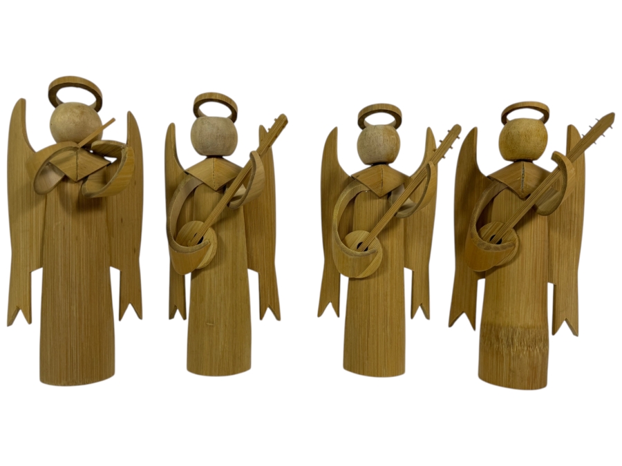 Just Added - (4) Handmade Bamboo Angel Figurines 9'H