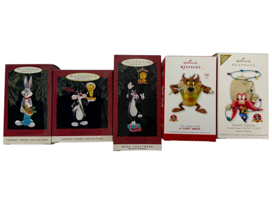 (5) New Hallmark Keepsake Looney Tunes Collection Christmas Ornaments