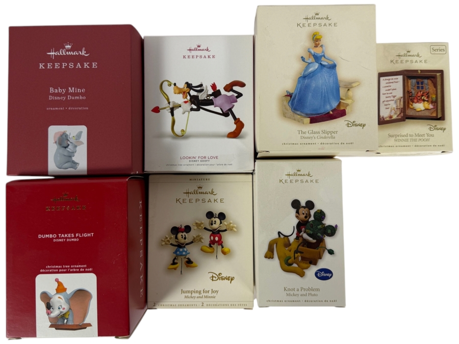 (7) New Hallmark Keepsake Disney Christmas Ornaments