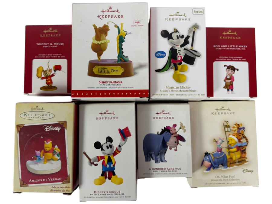 (8) New Hallmark Keepsake Disney Christmas Ornaments
