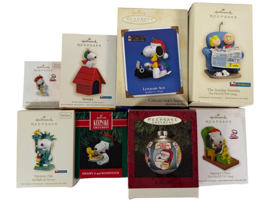 (8) New Hallmark Keepsake Peanuts Gang Snoopy Christmas Ornaments