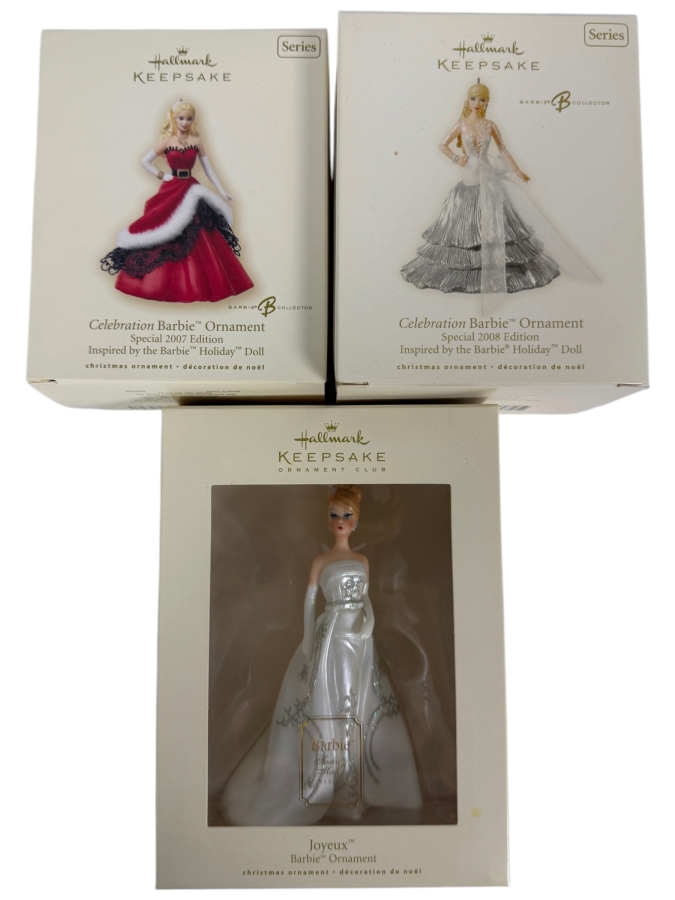 (3) New Hallmark Keepsake Barbie Christmas Ornaments