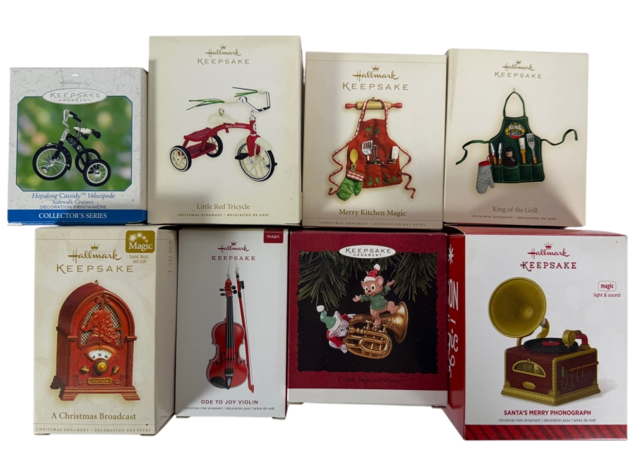 (8) New Hallmark Keepsake Christmas Ornaments