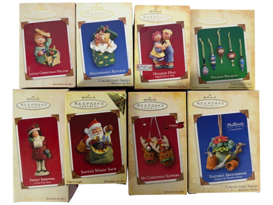 (8) New Hallmark Keepsake Christmas Ornaments