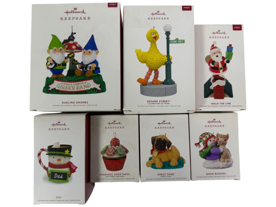 (7) New Hallmark Keepsake Christmas Ornaments