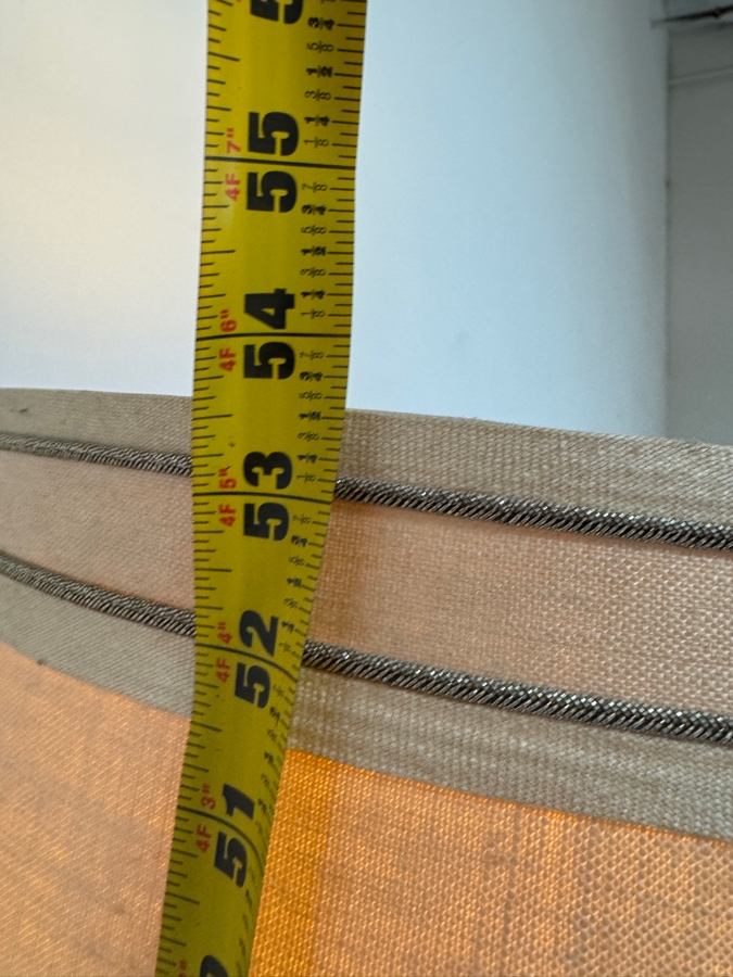 Huge Vintage Mid Century Modern Hammered Patinated Bronze Baluster Form Hammered Metal Table Lamp With Tall Burlap Drum Shade 53'H [Photo 5]