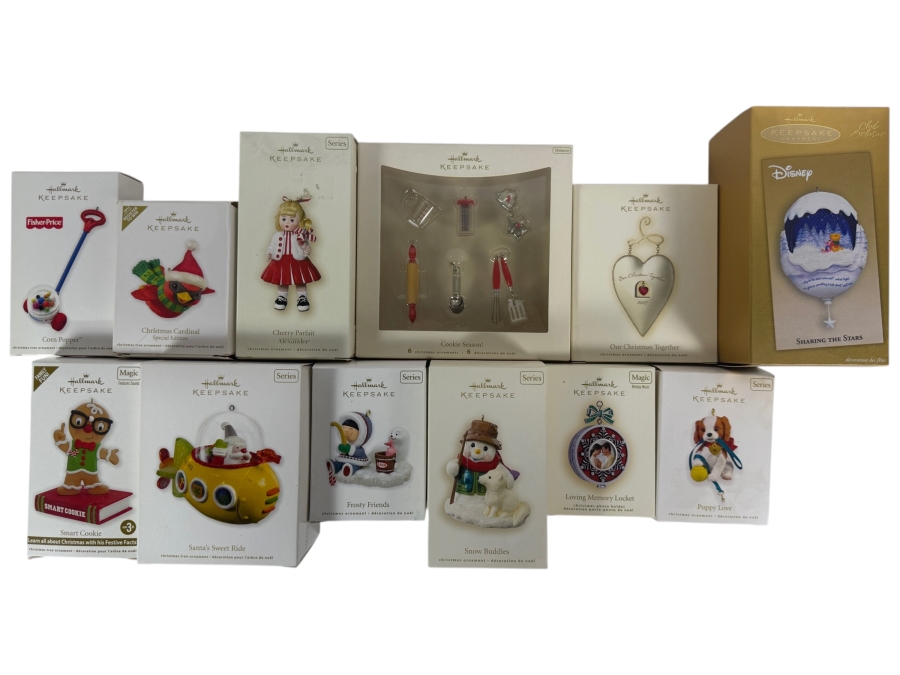 (12) New Hallmark Keepsake Christmas Ornaments