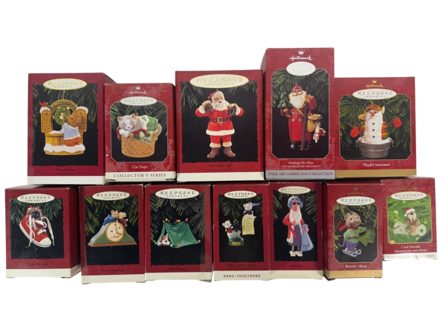 (12) New Hallmark Keepsake Christmas Ornaments