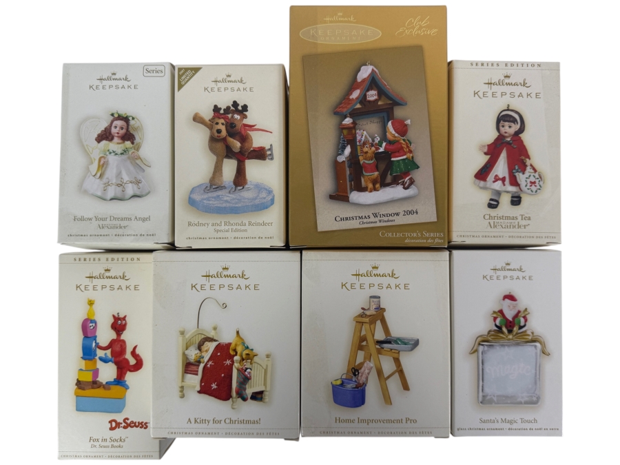 (8) New Hallmark Keepsake Christmas Ornaments