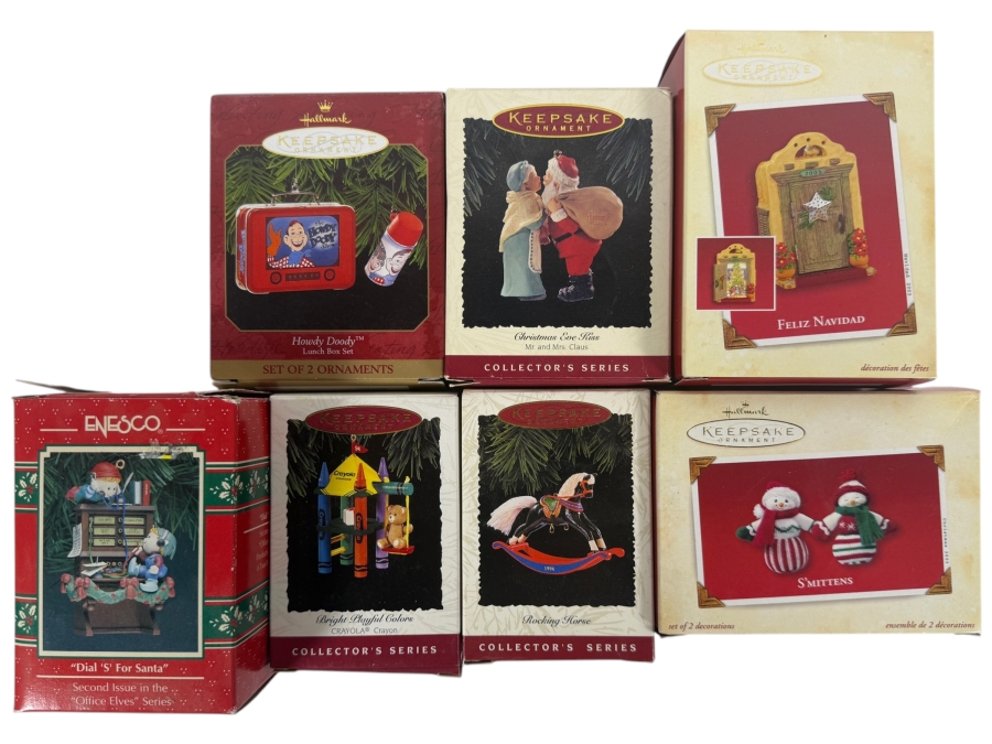 (6) New Hallmark Keepsake Christmas Ornaments and (1) New Enesco Christmas Ornament