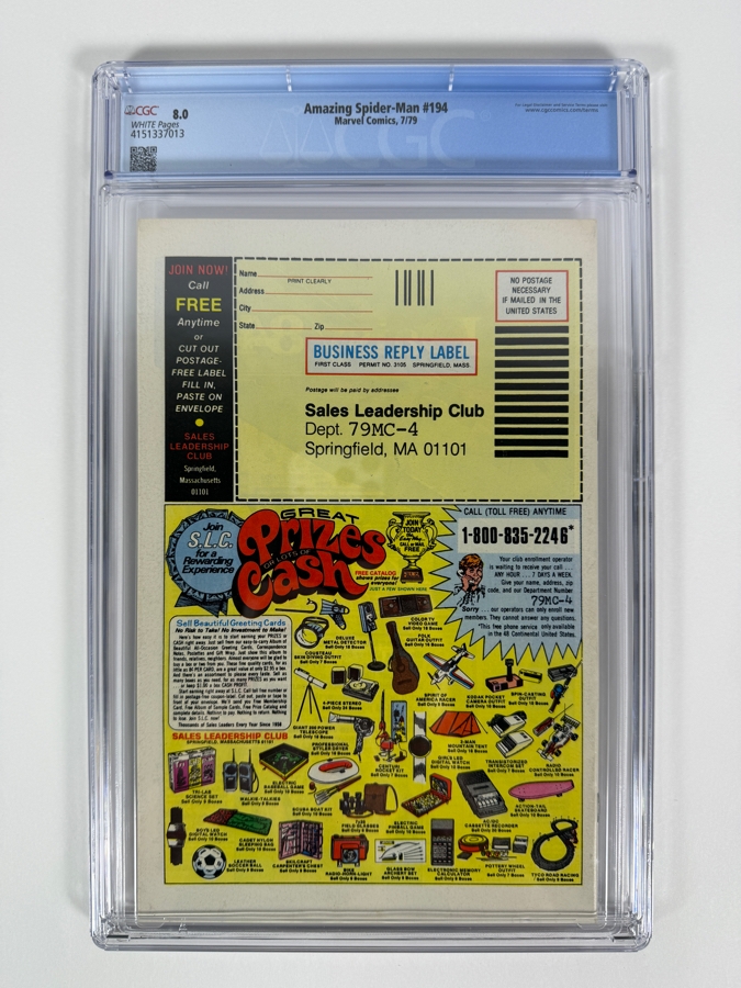 The Amazing Spider-Man #194 Comic Book CGC Grade 8.0 Estimate $300 [Photo 3]