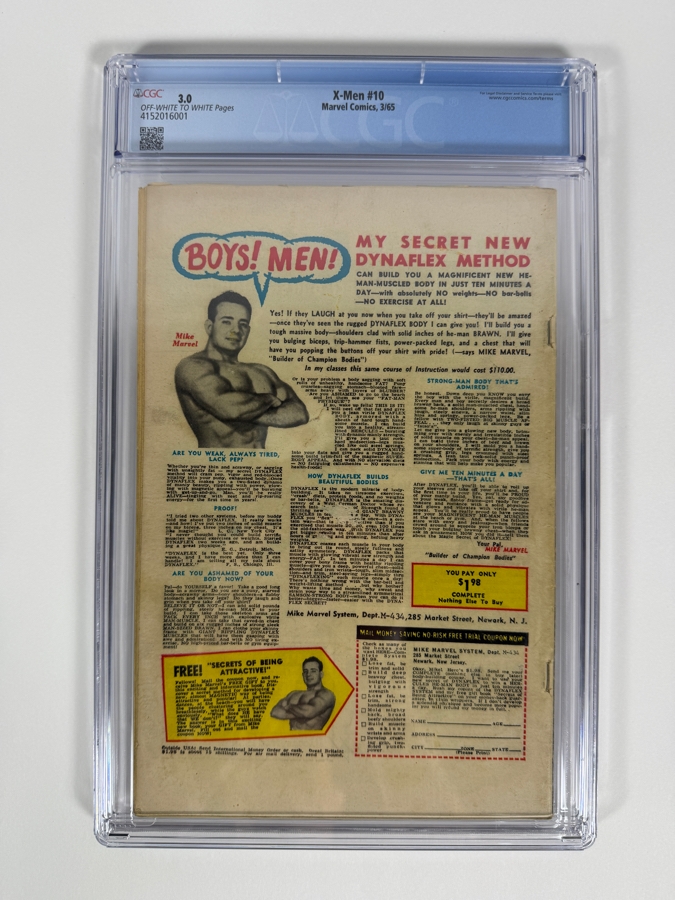 X-Men #10 Comic Book (First Silver Age Appearance of Ka-Zar (Kevin Plunder), Zabu the Sabertooth Tiger, and the Savage Land) CGC Grade 3.0 Estimate $130 [Photo 5]