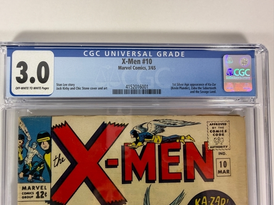 X-Men #10 Comic Book (First Silver Age Appearance of Ka-Zar (Kevin Plunder), Zabu the Sabertooth Tiger, and the Savage Land) CGC Grade 3.0 Estimate $130 [Photo 3]