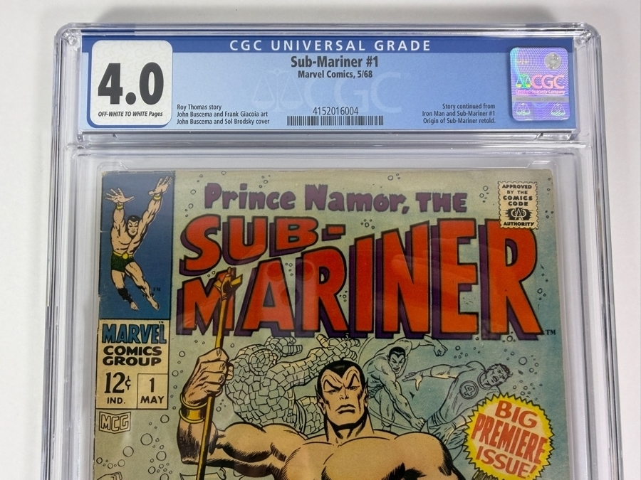 Sub-Mariner #1 Marvel Comics May 1968 Comic Book CGC Grade 4.0 Estimate $165 [Photo 2]