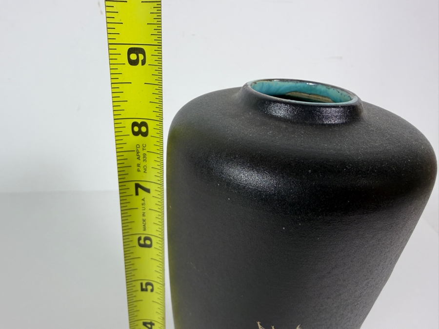 Vintage 1950s West German Fat Lava Art Pottery Vase by Ruscha Keramik Designed by Hanns Welling Featuring a Pair of Elegant Herons 8.5'H [Photo 6]