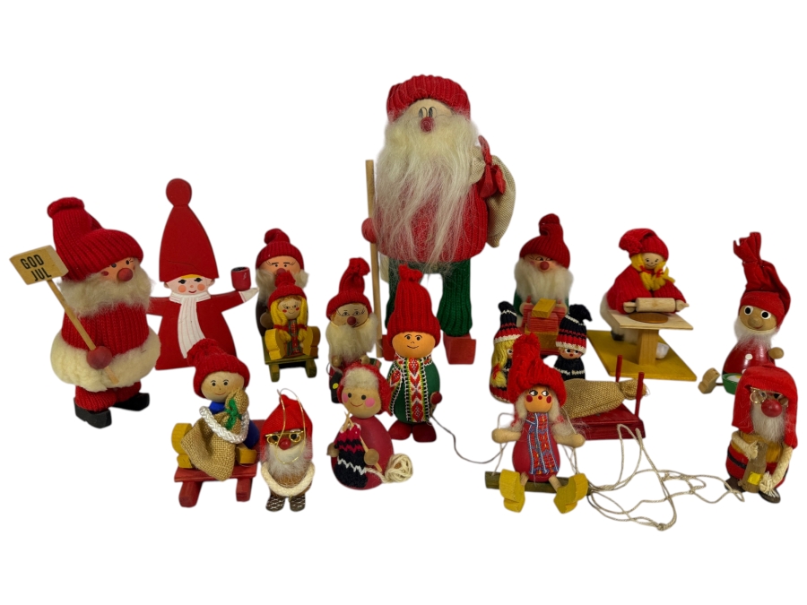 Collection of Vintage Ljungströms Christmas Handmade Wooden Figurines Made in Sweden