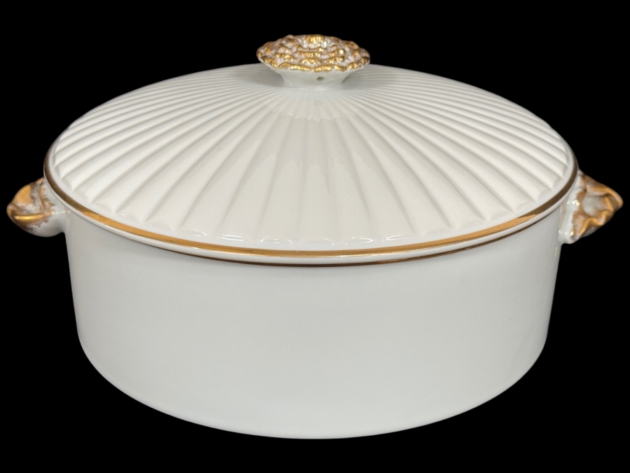 Vintage Shafford Golden Heirloom Porcelain Covered Casserole Dish 10.5'W X 5' [Photo 2]
