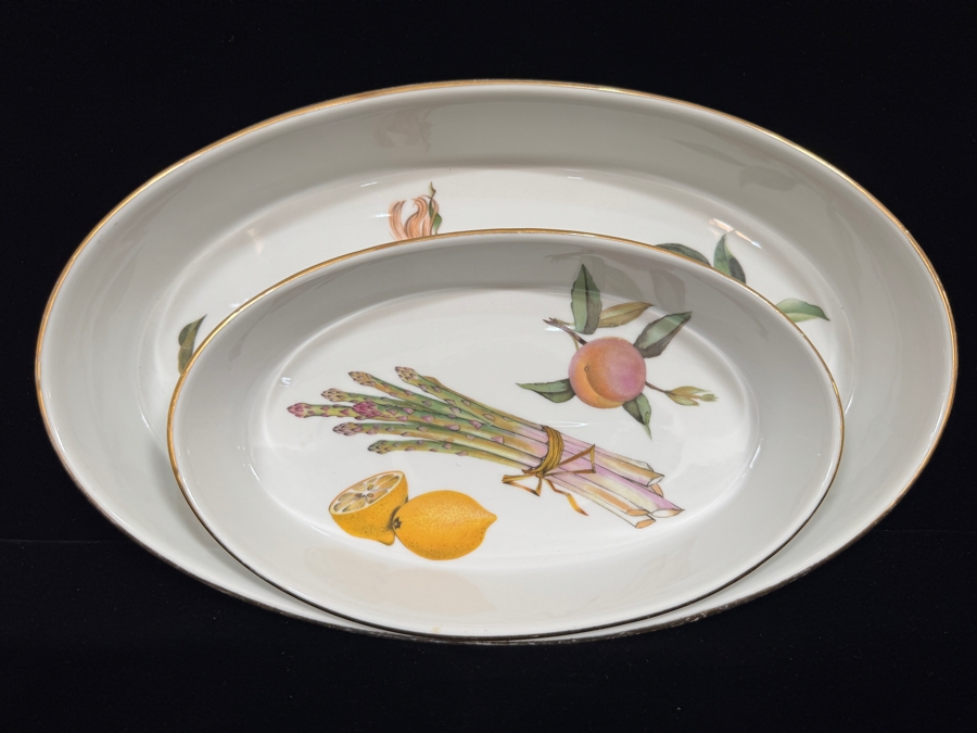 Pair Of Royal Worcester Evesham Gold Oval Baking Dishes 10.5' - 14'W [Photo 3]