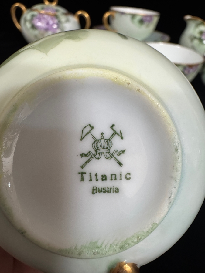 Antique Pirkenhammer Titanic Austria Violet Porcelain Tea Service Set [Photo 4]