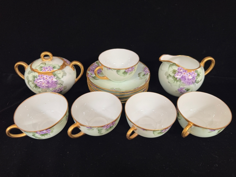 Antique Pirkenhammer Titanic Austria Violet Porcelain Tea Service Set [Photo 3]