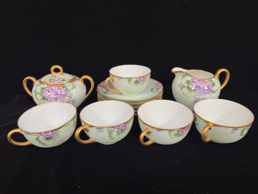 Antique Pirkenhammer Titanic Austria Violet Porcelain Tea Service Set [Photo 2]