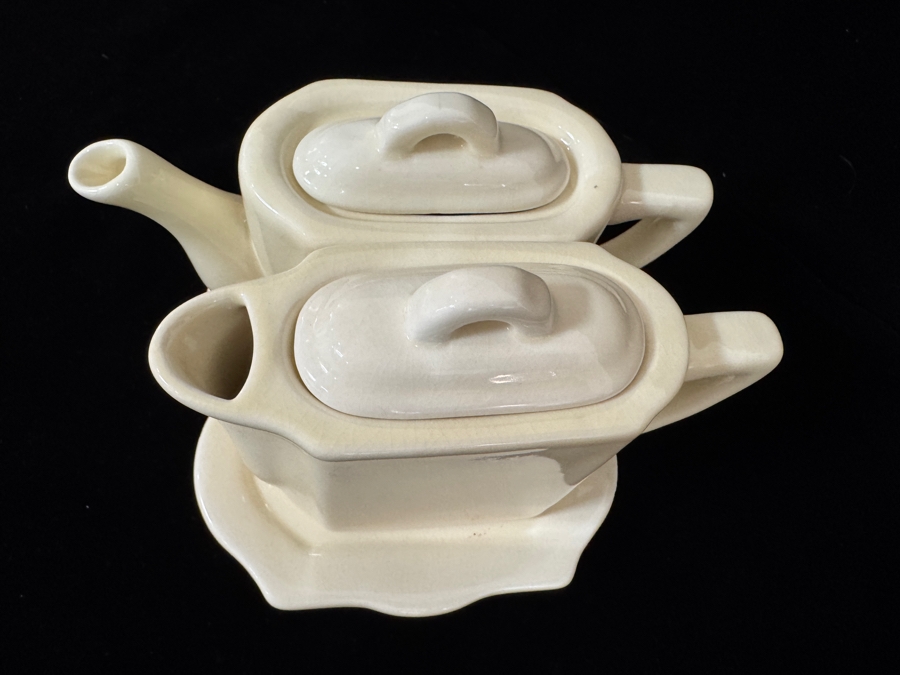 Vintage Restoration Hardware Ceramic Tea For Two Condiment Tray Set [Photo 2]