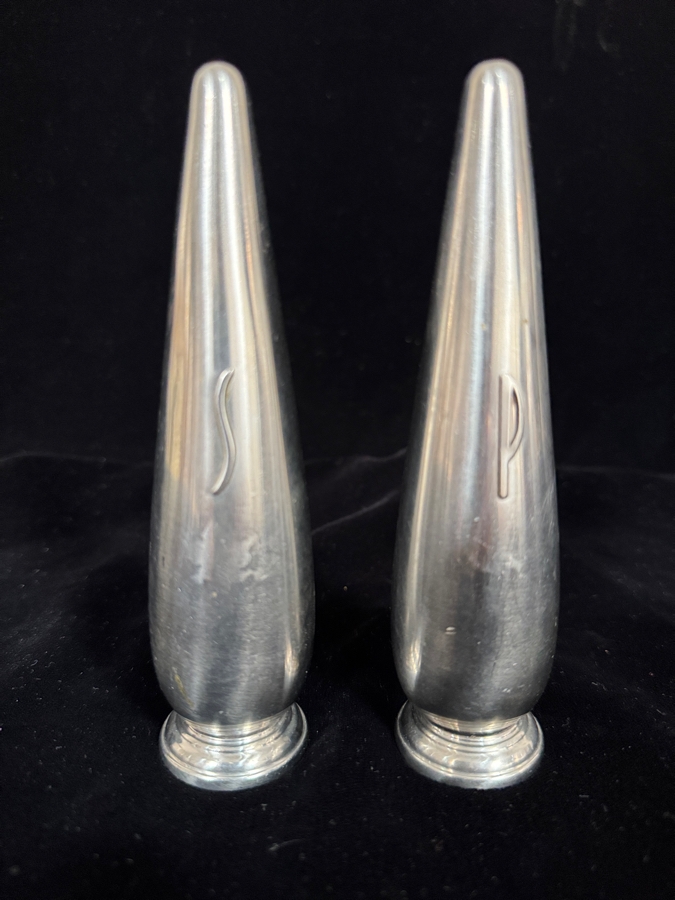 Pair Of Mid Century Modern Cohr Denmark Sabre Stainless Steel Salt And Pepper Shakers 5.5'H [Photo 2]
