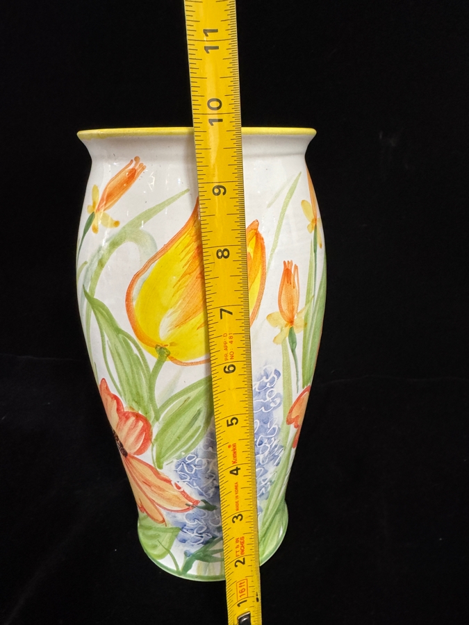Vintage Patricia Et Bob Neal Souillac Hand Painted French Ceramic Flower Vase 9.75'H [Photo 7]