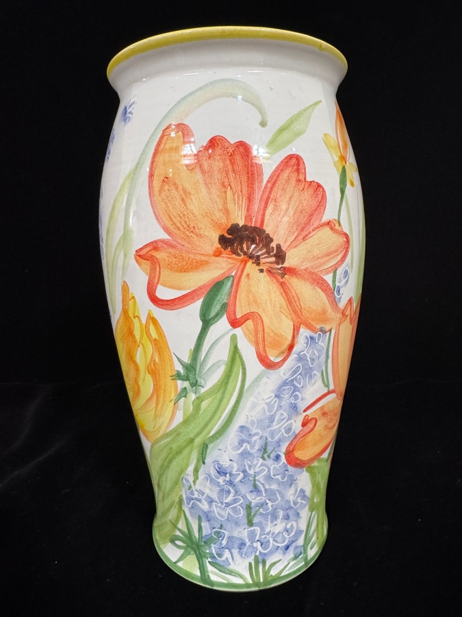 Vintage Patricia Et Bob Neal Souillac Hand Painted French Ceramic Flower Vase 9.75'H [Photo 5]