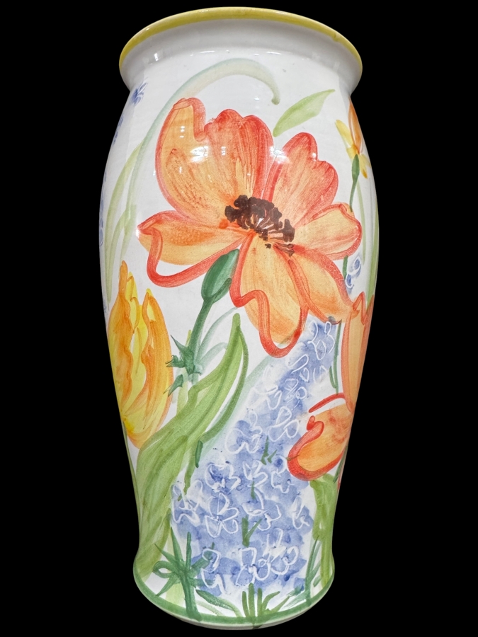 Vintage Patricia Et Bob Neal Souillac Hand Painted French Ceramic Flower Vase 9.75'H