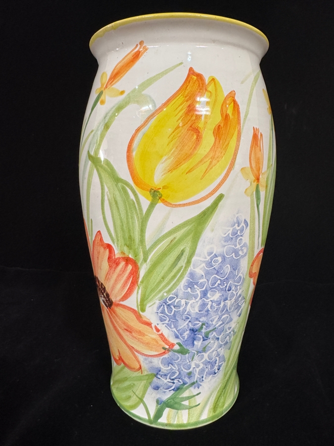 Vintage Patricia Et Bob Neal Souillac Hand Painted French Ceramic Flower Vase 9.75'H [Photo 6]