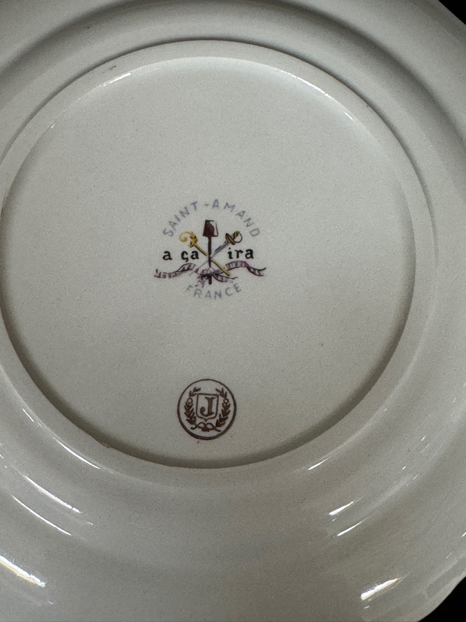 Set Of Seven Vintage Saint Amand French Revolution Ca Ira Faience Plates 7.75'W [Photo 3]