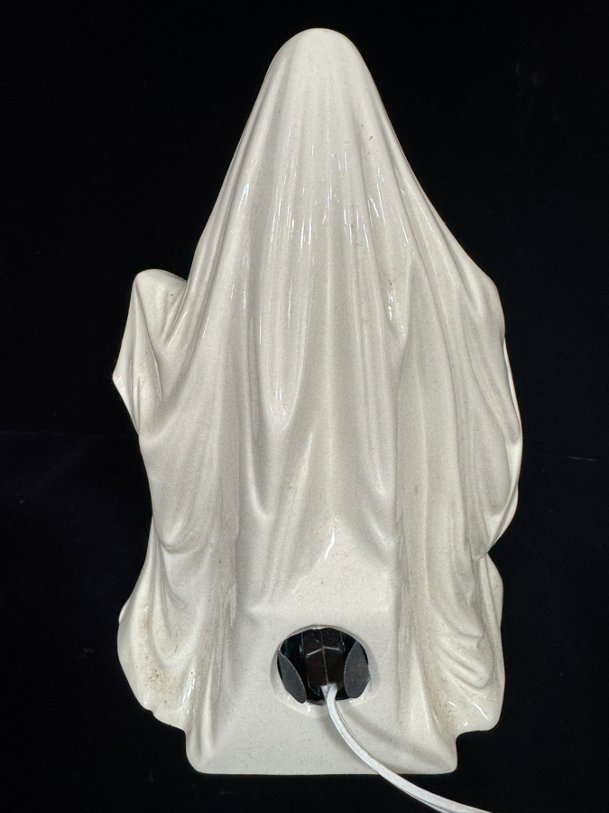 Vintage Mr Christmas Ceramic Light Up Ghost Holding Jack O Lantern Figurine 9.5'H [Photo 4]