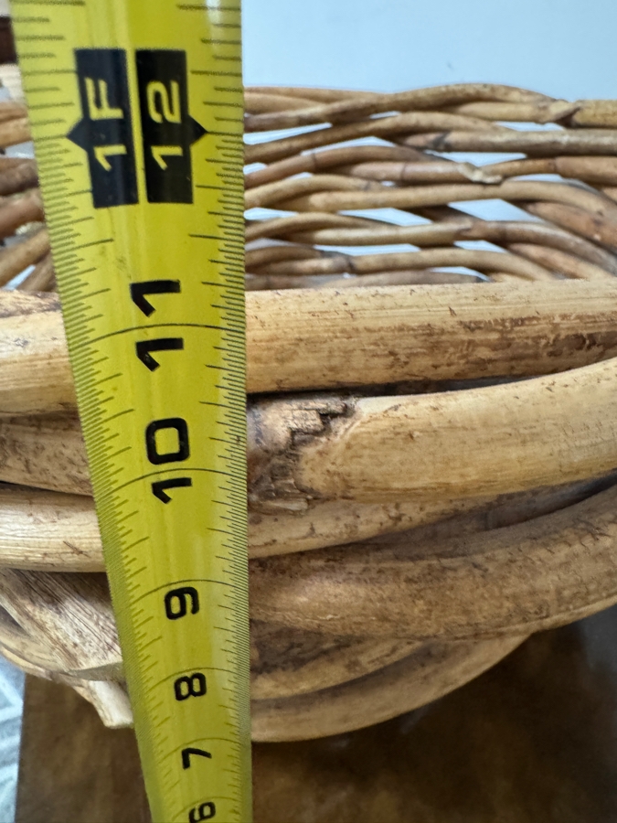 Large Vintage Mid Century Organic Woven Thick Rattan Vine Basket Bowl 21' X 11' [Photo 4]