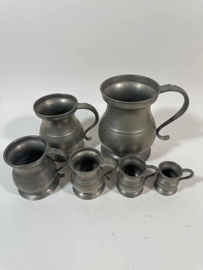 Antique English Set of 6 Pewter Baluster Measures Circa 19th Century From 2 1/8'H - 6 1/8'H  Appraised Value of $925 [Photo 4]