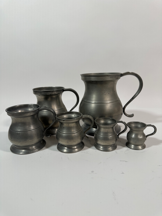 Antique English Set of 6 Pewter Baluster Measures Circa 19th Century From 2 1/8'H - 6 1/8'H  Appraised Value of $925 [Photo 5]