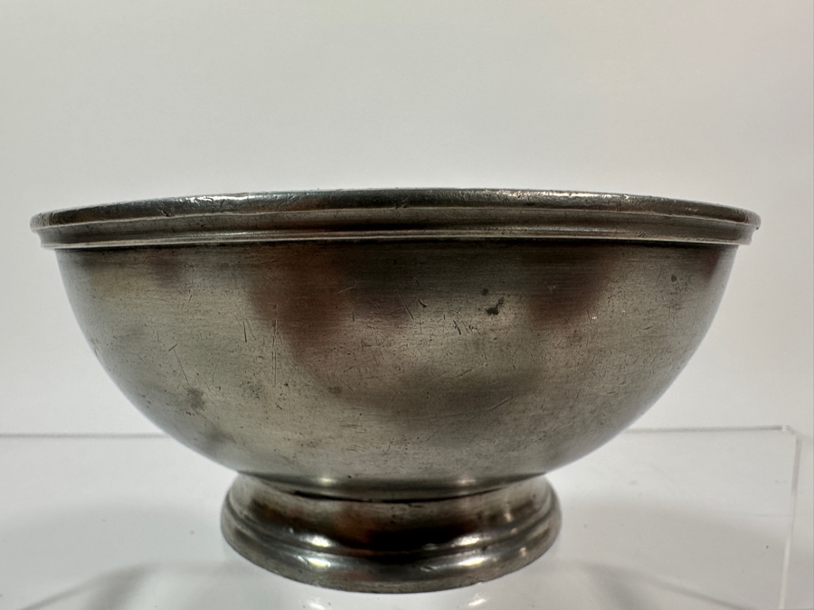 Antique English Pewter Footed Ship's Bowl 5.5'W Appraised Value of $640  [Photo 4]