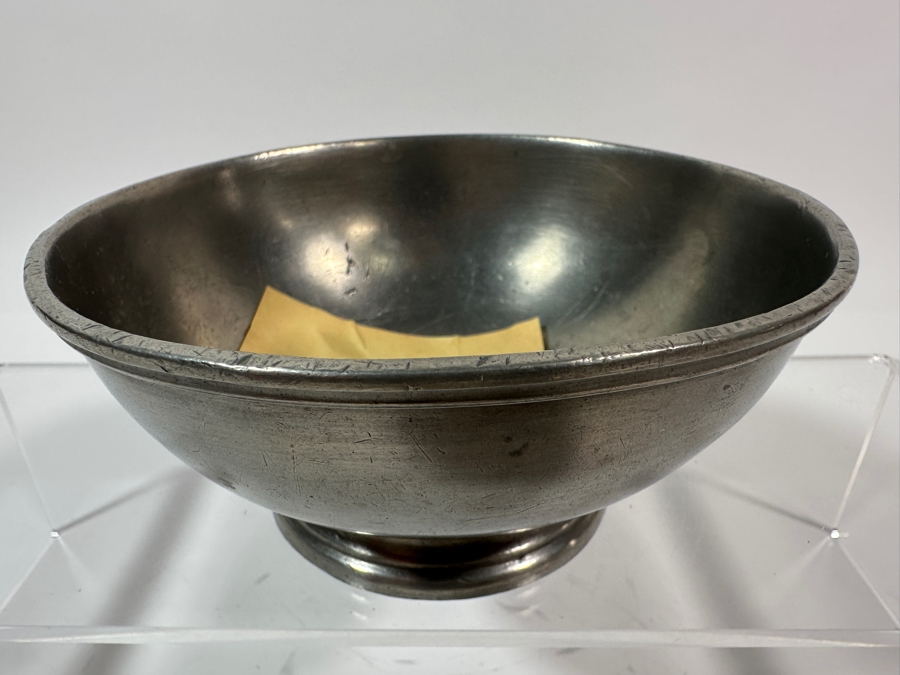 Antique English Pewter Footed Ship's Bowl 5.5'W Appraised Value of $640  [Photo 3]