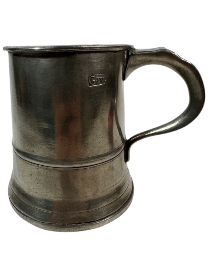 Antique English Pewter Pint Mug 4 1/4'H Appraised at $185