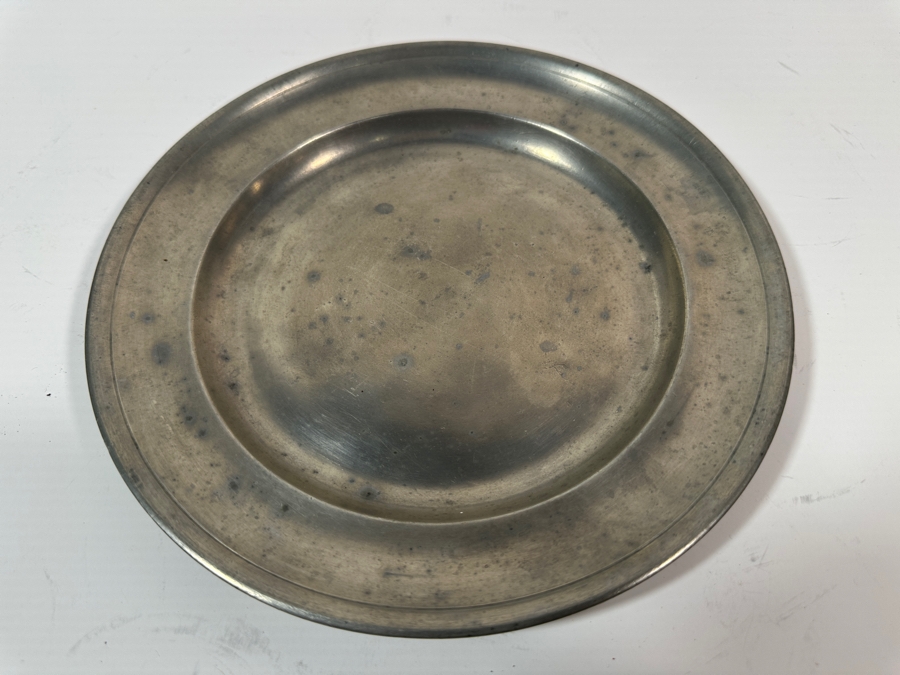Antique Continental German Pewter Plate Marked 'I.B. Finck.' 8.5'D Appraised at $780 [Photo 4]