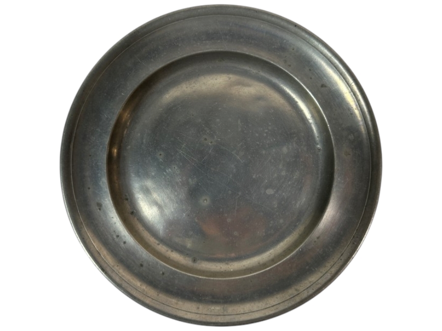 Antique Continental German Pewter Plate Marked 'I.B. Finck.' 8.5'D Appraised at $780