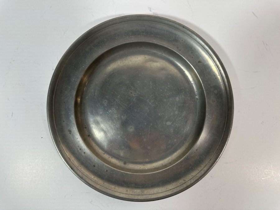 Antique Continental German Pewter Plate Marked 'I.B. Finck.' 8.5'D Appraised at $780 [Photo 3]