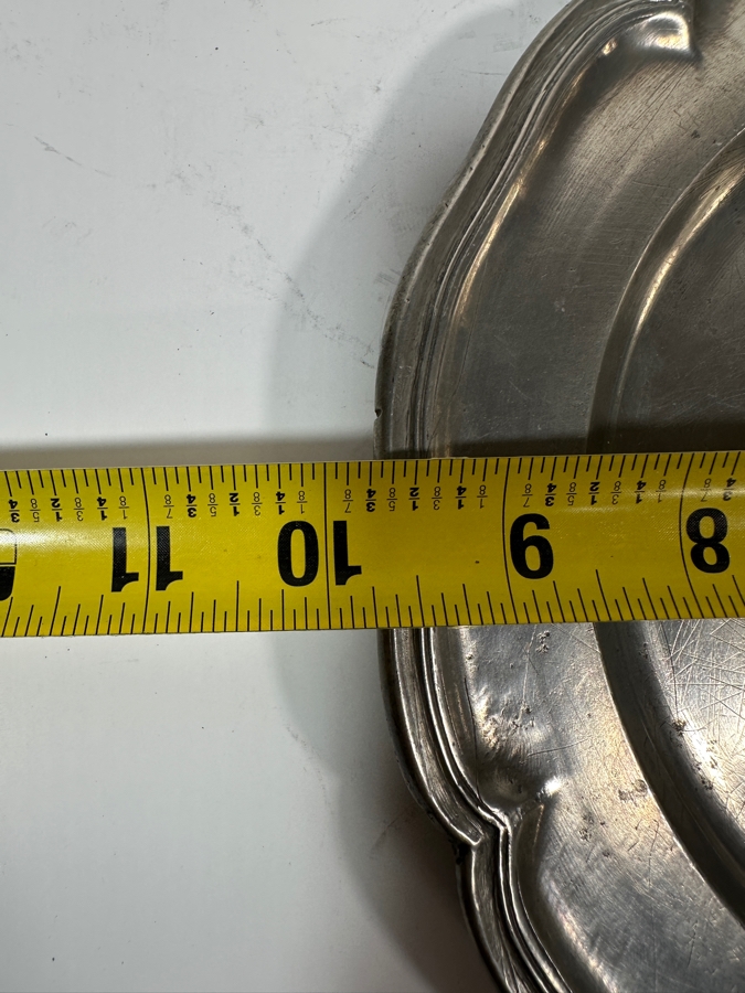 Antique Continental Pewter Plate with Scalloped Rim Marked with 2 Hebrew Characters 9 3/4'H Appraised at $380 [Photo 6]