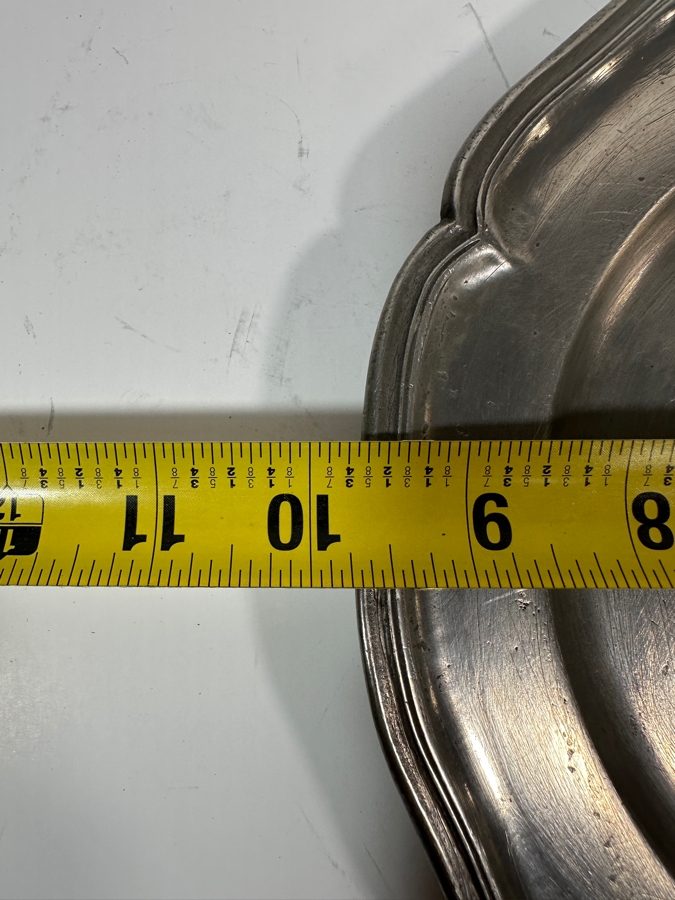 Antique Continental Pewter Plate with Scalloped Rim Marked with 2 Hebrew Characters 9 3/4'H Appraised at $380 [Photo 6]