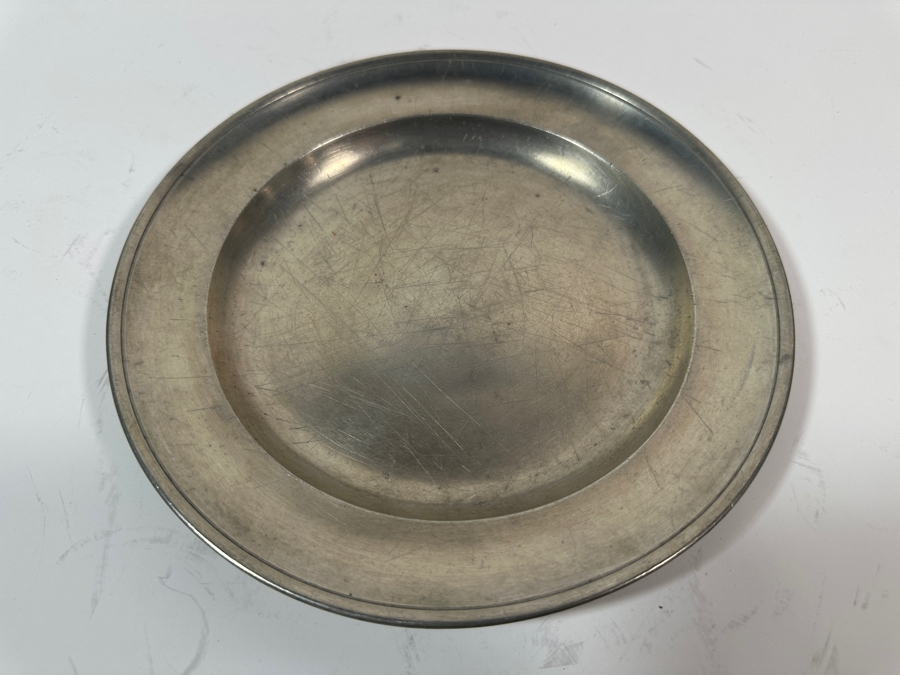 Antique Continental German Pewter Plate Marked with a Crown and 'DK' and Stampled 'I.T. Shoreder' 8 7/8'D Appraised at $100 [Photo 4]