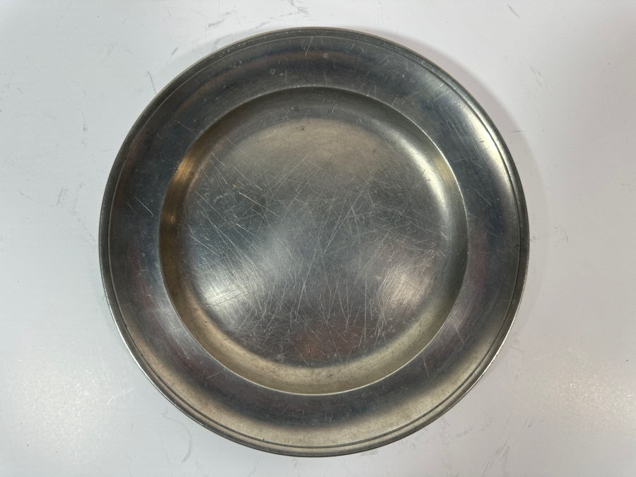 Antique Continental German Pewter Plate Marked with a Crown and 'DK' and Stampled 'I.T. Shoreder' 8 7/8'D Appraised at $100 [Photo 3]